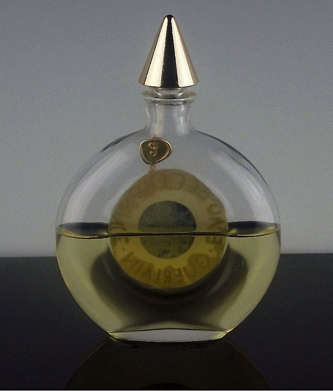 Shalimar Disk Bottle with Gilded Stopper ca 1960's Shalimar Disk Bottle with Gilded Stopper ca 1960's