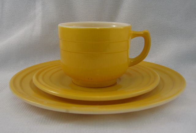 Hazel Atlas Yellow Moderntone Cup, Saucer & Plate Hazel Atlas Yellow Moderntone Cup, Saucer & Plate