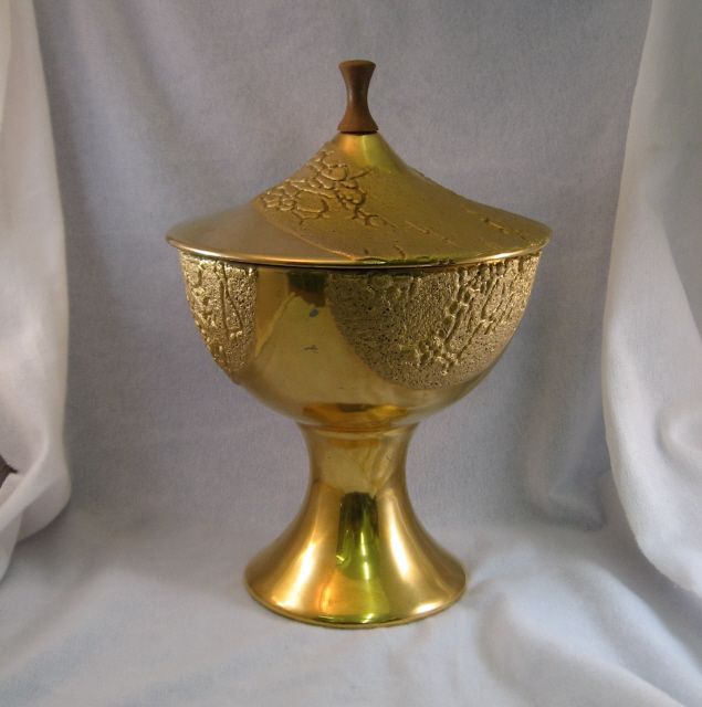 Haeger Gold & Blue Covered Bowl Haeger Gold & Blue Covered Bowl