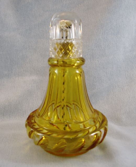 Cut Glass Amber Overlay Perfume Lamp Cut Glass Amber Overlay Perfume Lamp