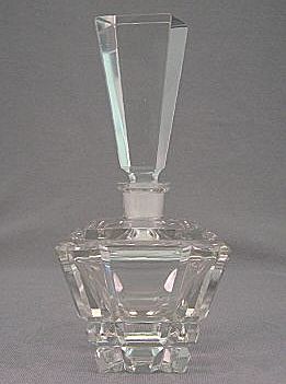 European Cut Glass Perfume Bottle And Stopper 1950's European Cut Glass Perfume Bottle And Stopper 1950's