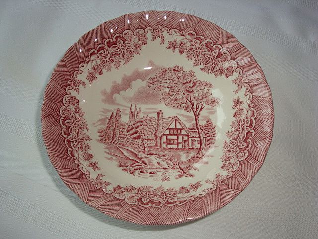 Churchill Brook Pink Cereal Bowls ~ Staffordshire England Churchill Brook Pink Cereal Bowls ~ Staffordshire England