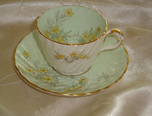 Signed JA Bailey Aynsley Floral Demitasse Coffee Cup and Saucer Signed JA Bailey Aynsley Floral Demitasse Coffee Cup and Saucer