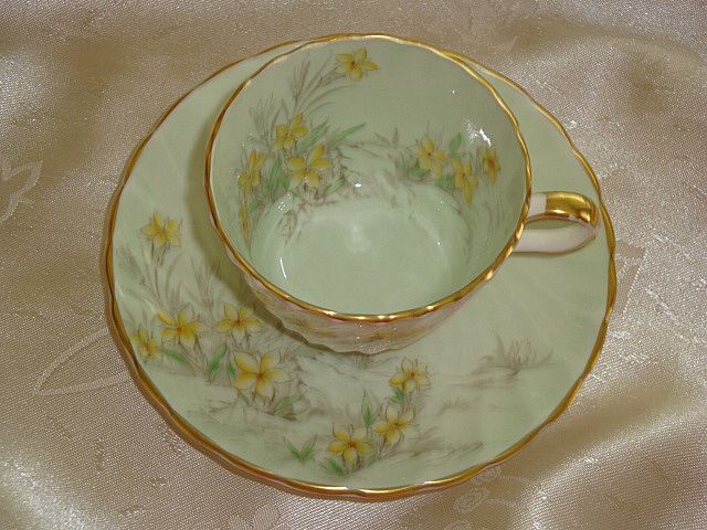 Signed JA Bailey Aynsley Floral Demitasse Coffee Cup and Saucer Signed JA Bailey Aynsley Floral Demitasse Coffee Cup and Saucer
