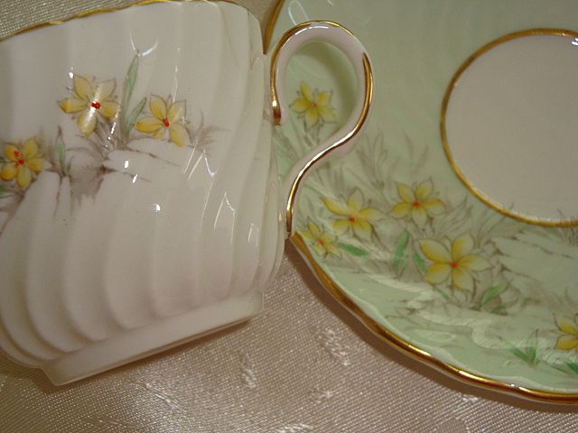 Signed JA Bailey Aynsley Floral Demitasse Coffee Cup and Saucer Signed JA Bailey Aynsley Floral Demitasse Coffee Cup and Saucer