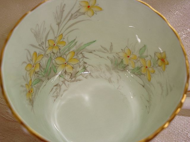 Signed JA Bailey Aynsley Floral Demitasse Coffee Cup and Saucer Signed JA Bailey Aynsley Floral Demitasse Coffee Cup and Saucer