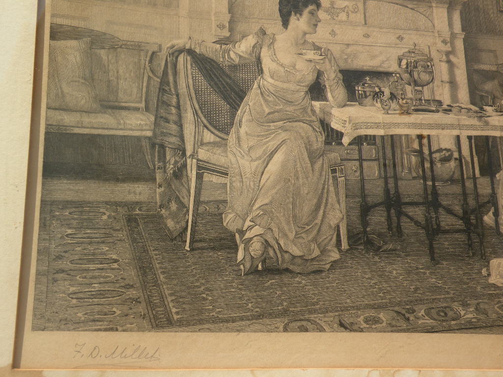 TITANIC MEMORABILIA pencil signed engraving print by noted American artist FRANCIS DAVIS MILLET (1846-1912) who perished on the ship TITANIC MEMORABILIA pencil signed engraving print by noted American artist FRANCIS DAVIS MILLET (1846-1912) who perished on the ship