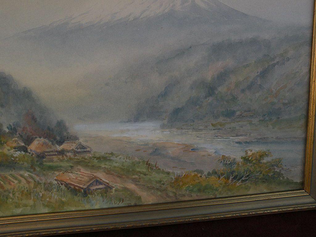 Japanese art 20th century watercolor painting of Mount Fuji signed HIROSHI Japanese art 20th century watercolor painting of Mount Fuji signed HIROSHI