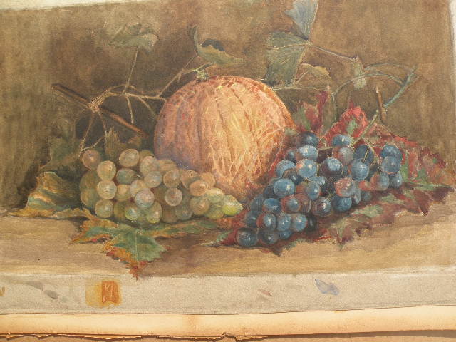American art watercolor painting vintage 19th century still life of fruit American art watercolor painting vintage 19th century still life of fruit