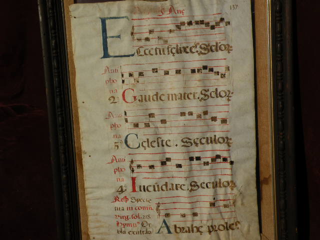 Antique music double sided antiphonal on animal skin circa 17th century Antique music double sided antiphonal on animal skin circa 17th century