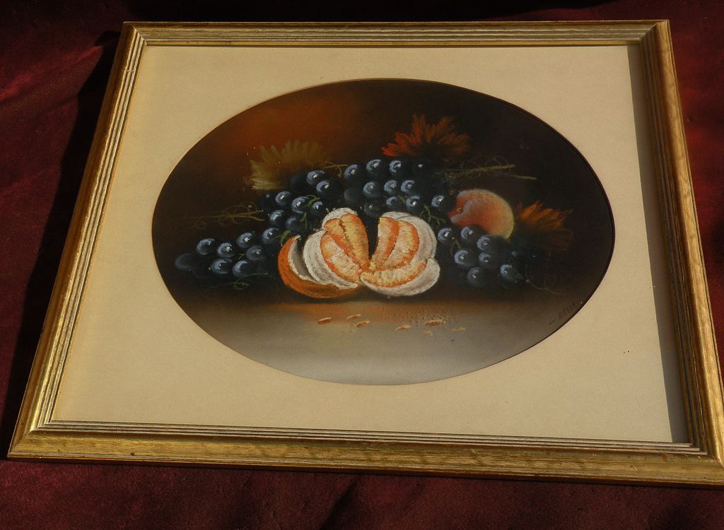 American vintage pastel art still life painting of fruit in 19th century style American vintage pastel art still life painting of fruit in 19th century style