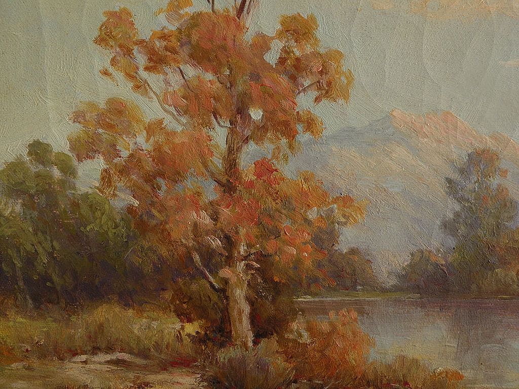 HERBERT SARTELLE (1885-1958) California plein air art autumn mountain landscape painting HERBERT SARTELLE (1885-1958) California plein air art autumn mountain landscape painting