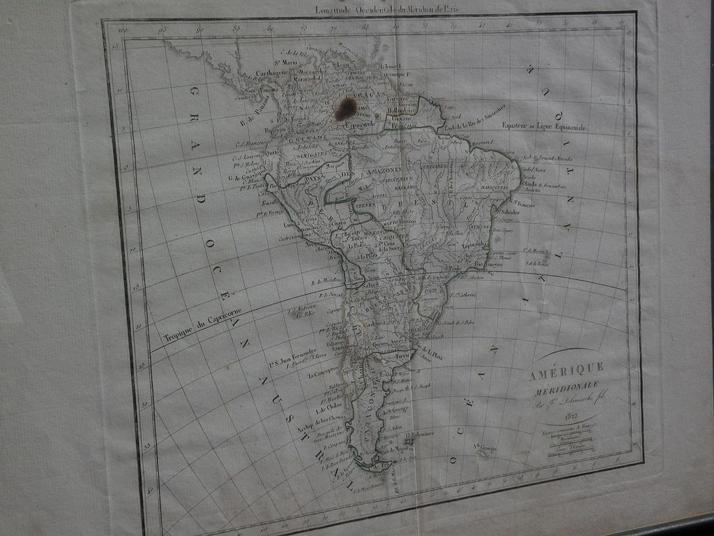 Antique map of South America by Delamarche dated 1822 with hand coloring Antique map of South America by Delamarche dated 1822 with hand coloring