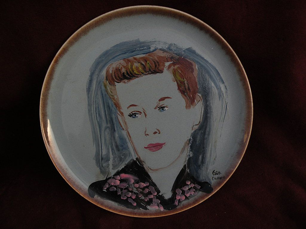 GEORGE CHANN (1913-1995) major Chinese American artist **PAIR** of portrait paintings on porcelain plates GEORGE CHANN (1913-1995) major Chinese American artist **PAIR** of portrait paintings on porcelain plates