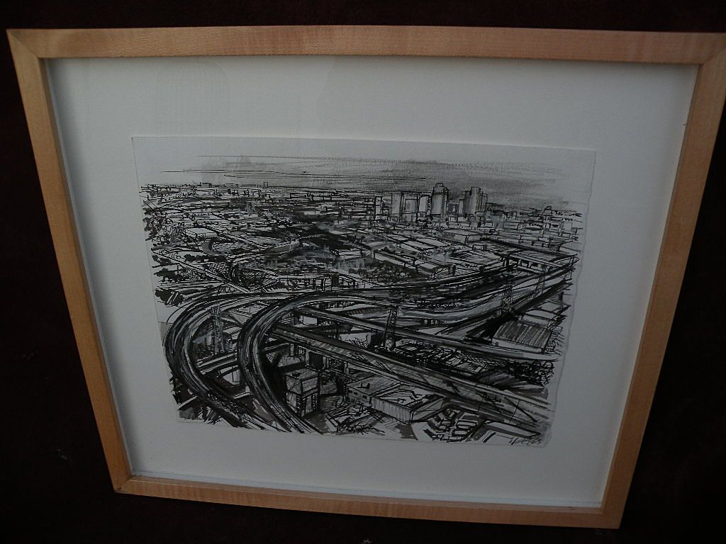 ZOLITA SVERDLOVE (1936-2009) California contemporary art drawing of East Los Angeles freeways ZOLITA SVERDLOVE (1936-2009) California contemporary art drawing of East Los Angeles freeways