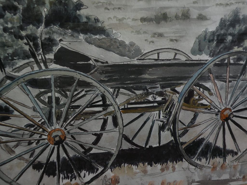 CECIL WRAY GOODCHILD (1901-1983) watercolor painting of a buckboard in a landscape CECIL WRAY GOODCHILD (1901-1983) watercolor painting of a buckboard in a landscape