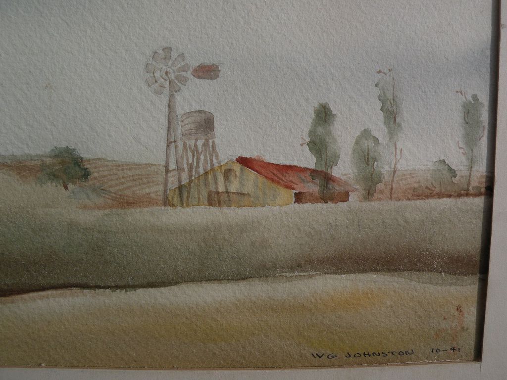 American art 1941 signed watercolor with regionalist style American art 1941 signed watercolor with regionalist style