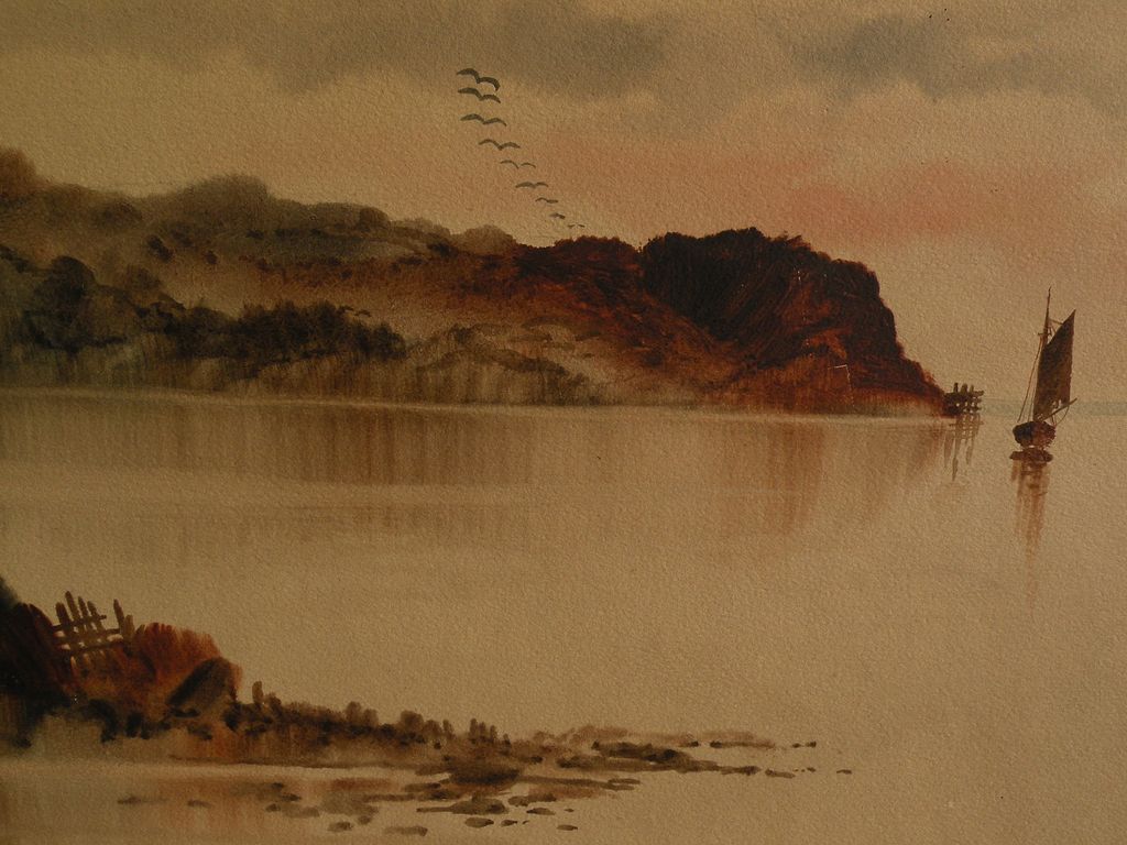 CHARLES P. GRUPPE (1860-1940) early watercolor landscape painting by well listed American artist CHARLES P. GRUPPE (1860-1940) early watercolor landscape painting by well listed American artist