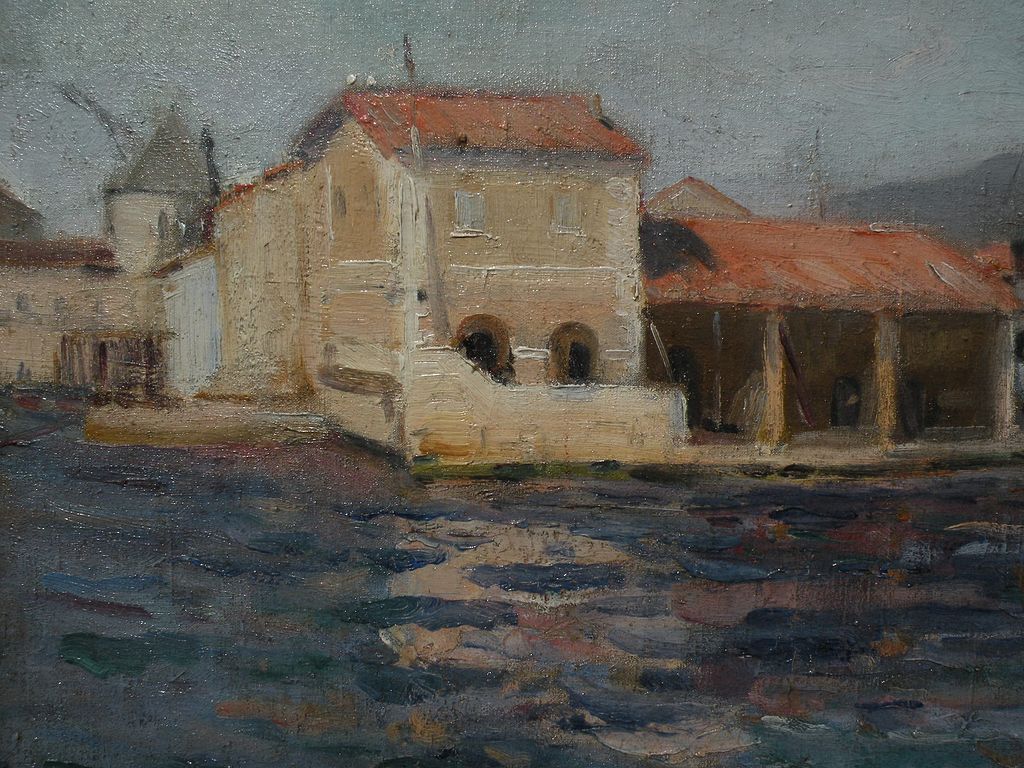 LOUIS MICHEL BERNARD (1885-1962) impressionist oil painting of Mediterranean port by noted French Orientalist painter LOUIS MICHEL BERNARD (1885-1962) impressionist oil painting of Mediterranean port by noted French Orientalist painter