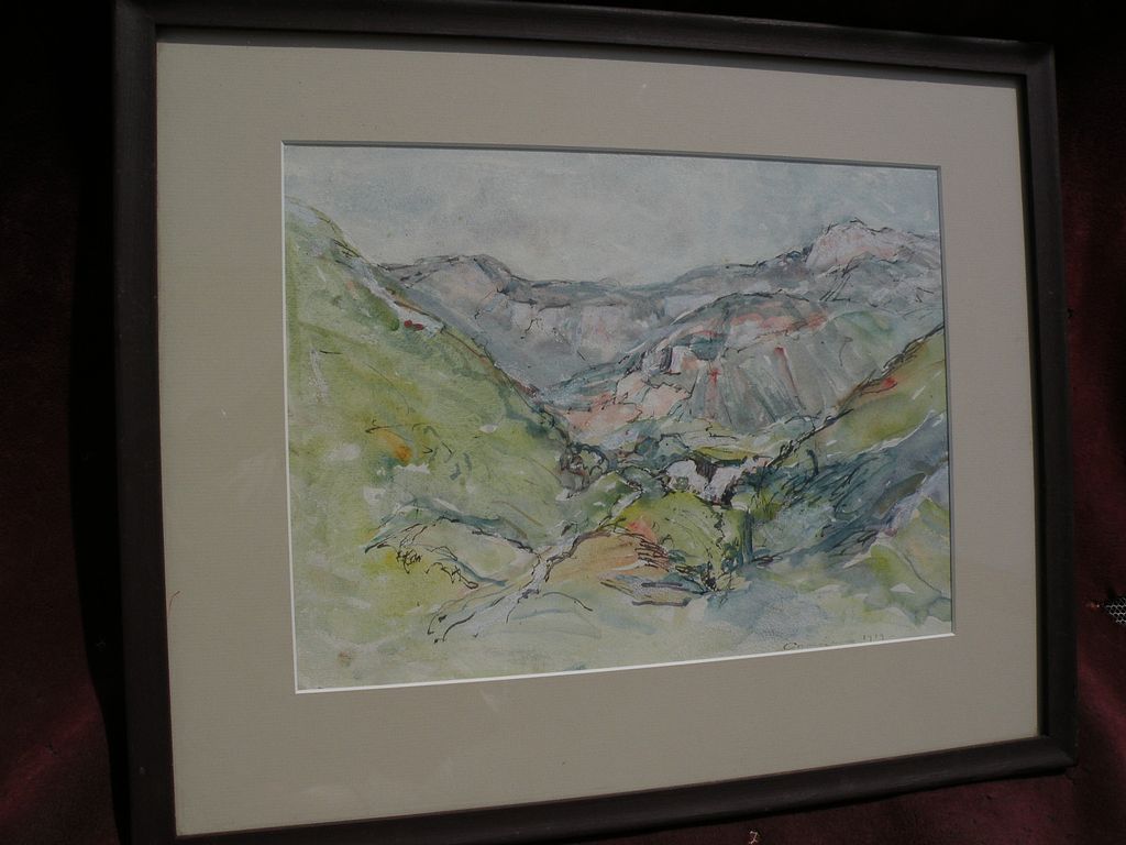 WILLIAM LOUIS CARRIGAN (1868-1939) ink and watercolor drawing of French Alps dated 1919 WILLIAM LOUIS CARRIGAN (1868-1939) ink and watercolor drawing of French Alps dated 1919