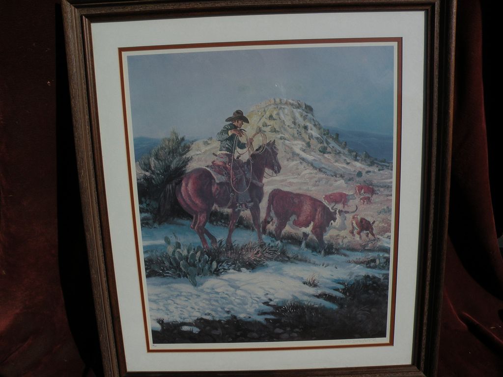 JOE BEELER (1931-2006) pencil signed limited edition print of cowboy on horse by well listed western American artist JOE BEELER (1931-2006) pencil signed limited edition print of cowboy on horse by well listed western American artist