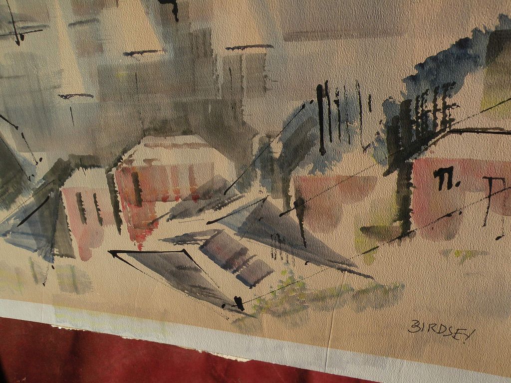 ALFRED BIRDSEY (1912-1996) Bermuda art original watercolor painting with a cubist feeling ALFRED BIRDSEY (1912-1996) Bermuda art original watercolor painting with a cubist feeling