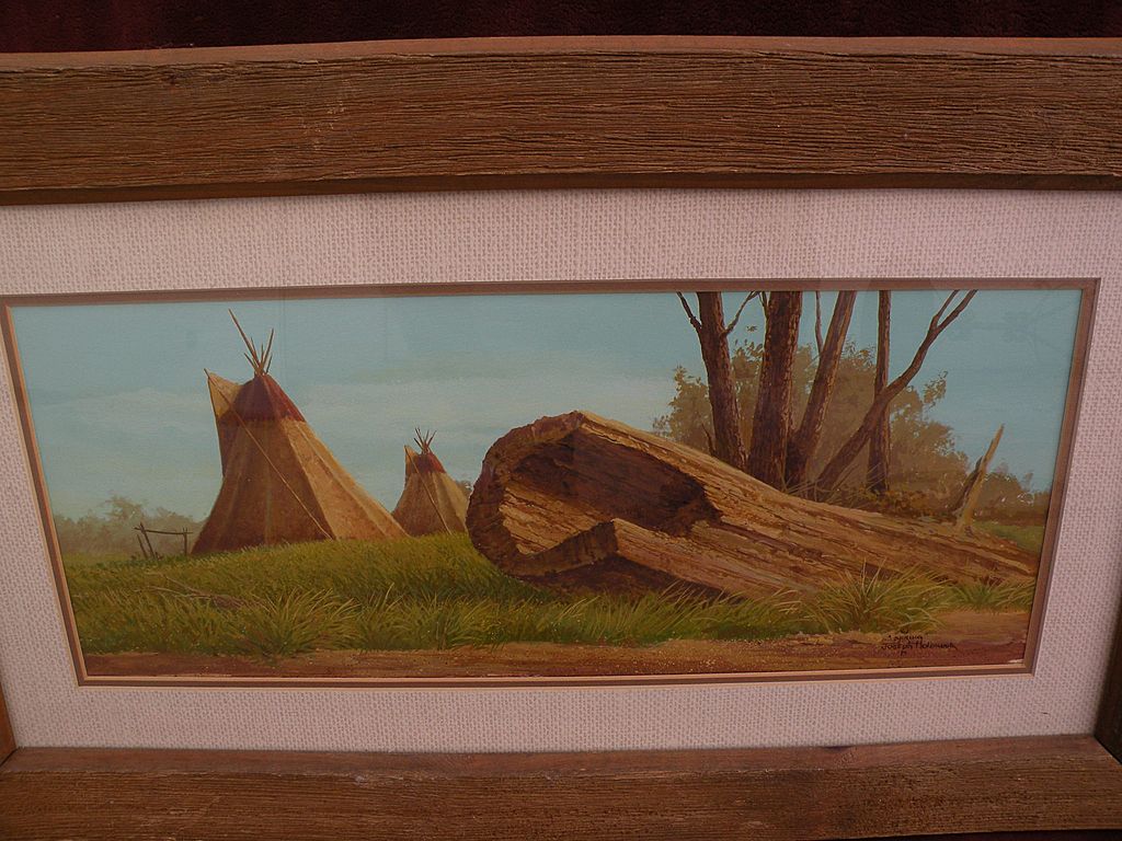 JOSEPH HOLBROOK (1946-) Western American art original gouache painting of tipis on the plains 1979 JOSEPH HOLBROOK (1946-) Western American art original gouache painting of tipis on the plains 1979