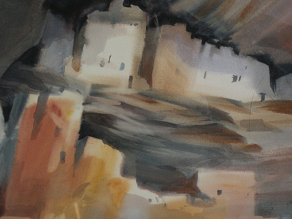 ROY E. SWANSON Southwest American art original watercolor painting of Mesa Verde Cliff ruins in Colorado ROY E. SWANSON Southwest American art original watercolor painting of Mesa Verde Cliff ruins in Colorado