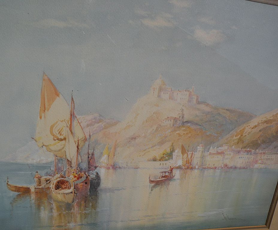 WILFRED KNOX (1884-1966) well listed English marine artist luminous Italian coastal scene WILFRED KNOX (1884-1966) well listed English marine artist luminous Italian coastal scene