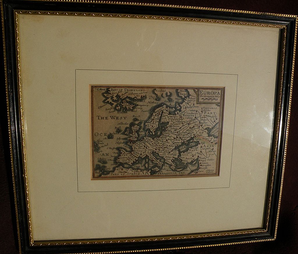 17th century miniature engraved hand colored map of Europe by P. van den Keere (Kaerius) 17th century miniature engraved hand colored map of Europe by P. van den Keere (Kaerius)