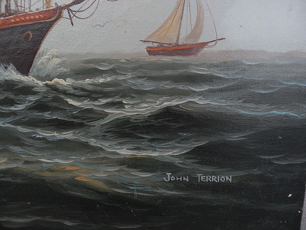 Clipper ship oil painting signed Clipper ship oil painting signed