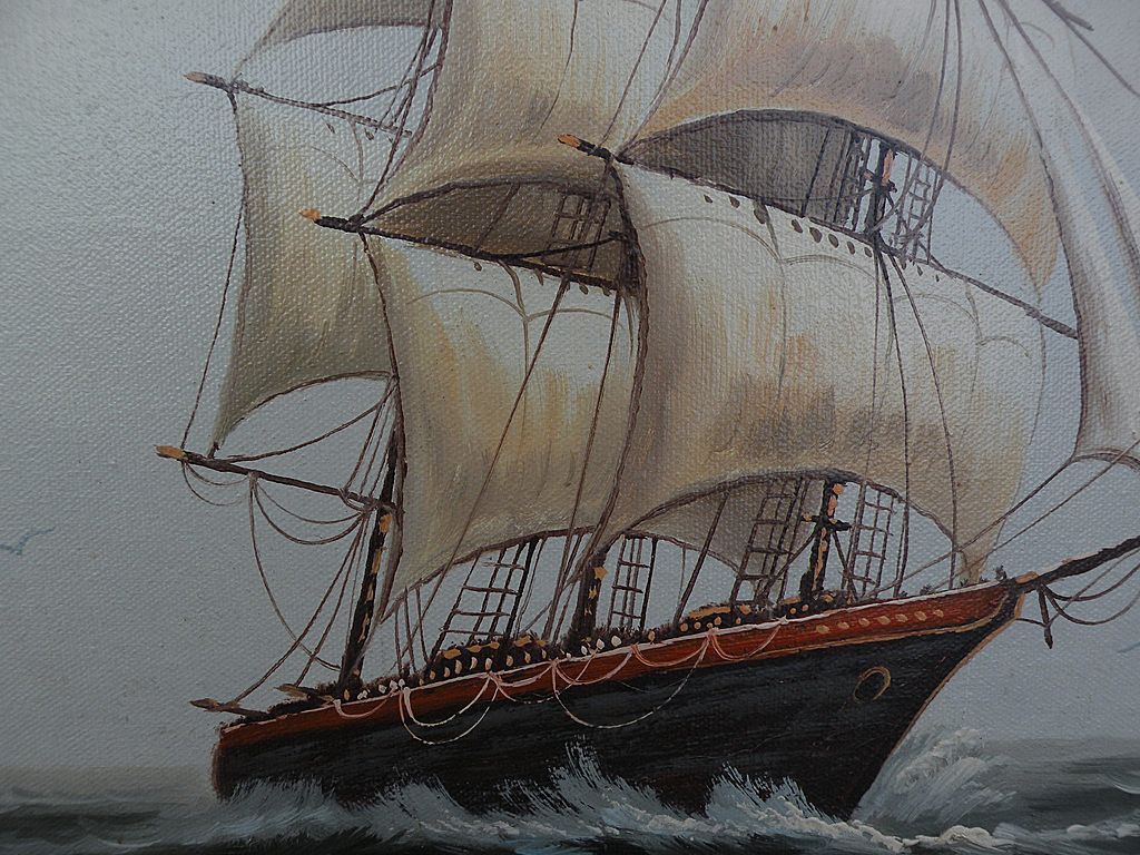 Clipper ship oil painting signed Clipper ship oil painting signed