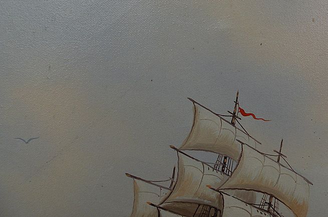 Clipper ship oil painting signed Clipper ship oil painting signed