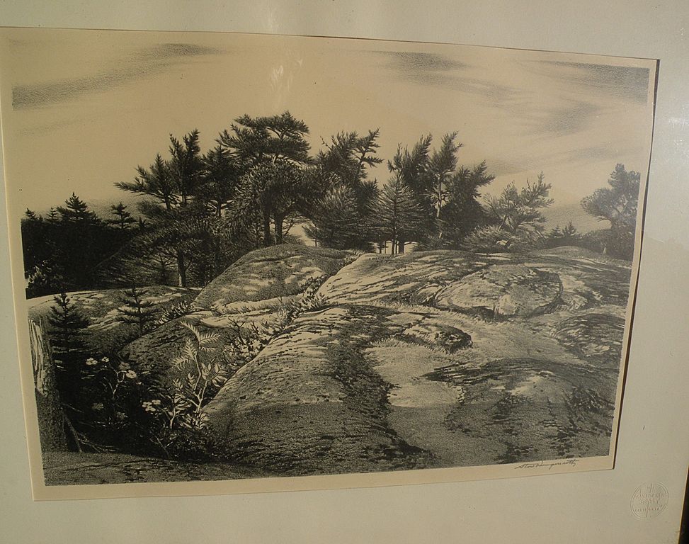 STOW WENGENROTH (1905-1978) pencil signed lithograph print "Woodland Ledge" by well known American artist STOW WENGENROTH (1905-1978) pencil signed lithograph print "Woodland Ledge" by well known American artist
