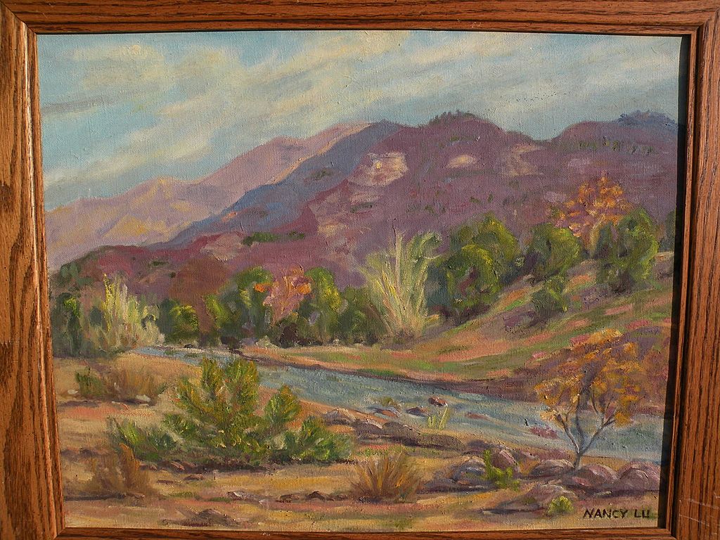 California plein air art signed landscape painting of a river in the mountains California plein air art signed landscape painting of a river in the mountains