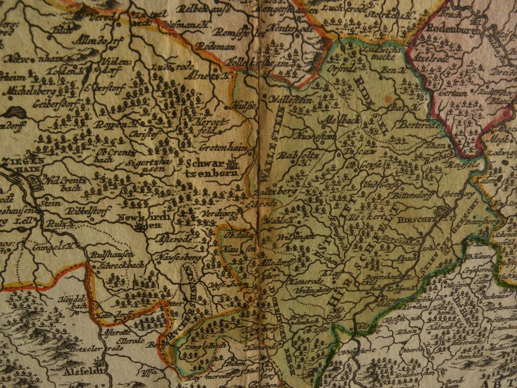 Antique map of Hessen Germany circa 1720 by cartographer Johann Baptist Homann Antique map of Hessen Germany circa 1720 by cartographer Johann Baptist Homann
