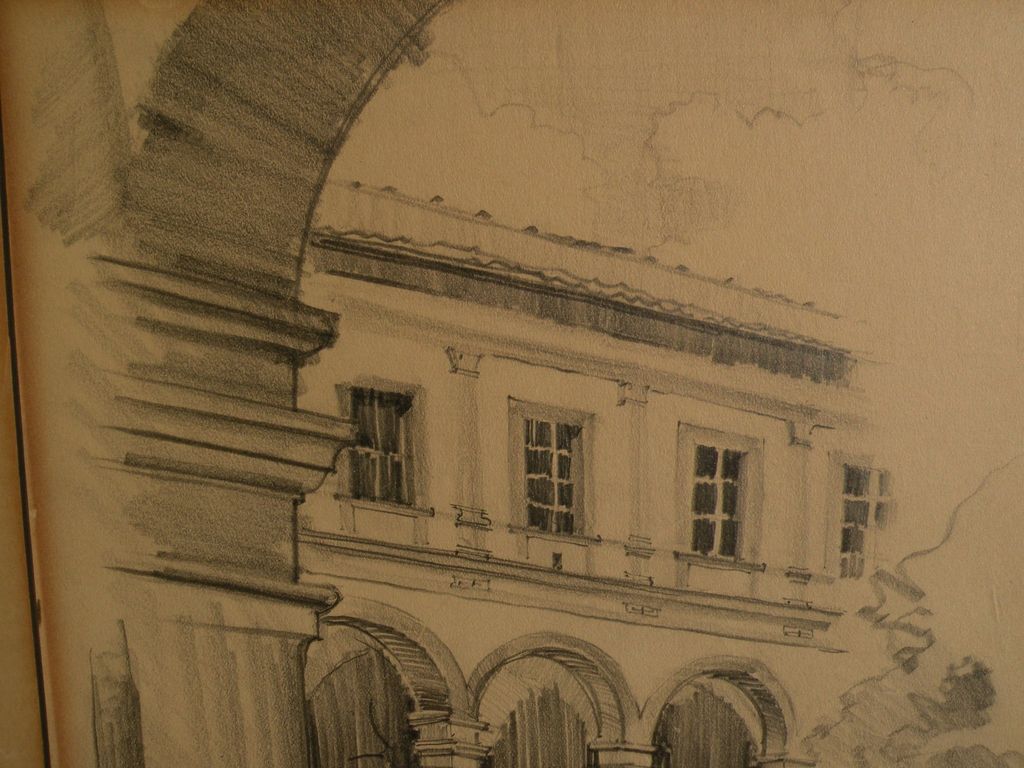 RANDOLPH CHALFANT HEAD (-1970) original pencil architectural drawing dated 1927 by noted early California architect and painter RANDOLPH CHALFANT HEAD (-1970) original pencil architectural drawing dated 1927 by noted early California architect and painter
