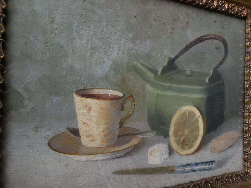Antique American still life oil painting signed A. L. Buck Antique American still life oil painting signed A. L. Buck