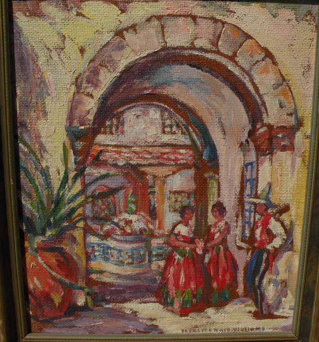 FLORENCE WHITE WILLIAMS (1888-1953) impressionist Mexican village scene by well listed American artist FLORENCE WHITE WILLIAMS (1888-1953) impressionist Mexican village scene by well listed American artist