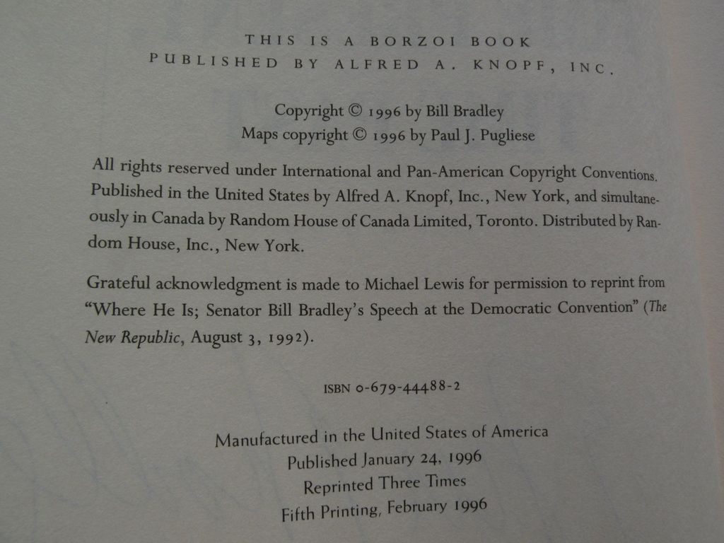 Signed book "Time Present, Time Past" A Memoir by basketball star, presidential candidate and senator BILL BRADLEY Signed book "Time Present, Time Past" A Memoir by basketball star, presidential candidate and senator BILL BRADLEY