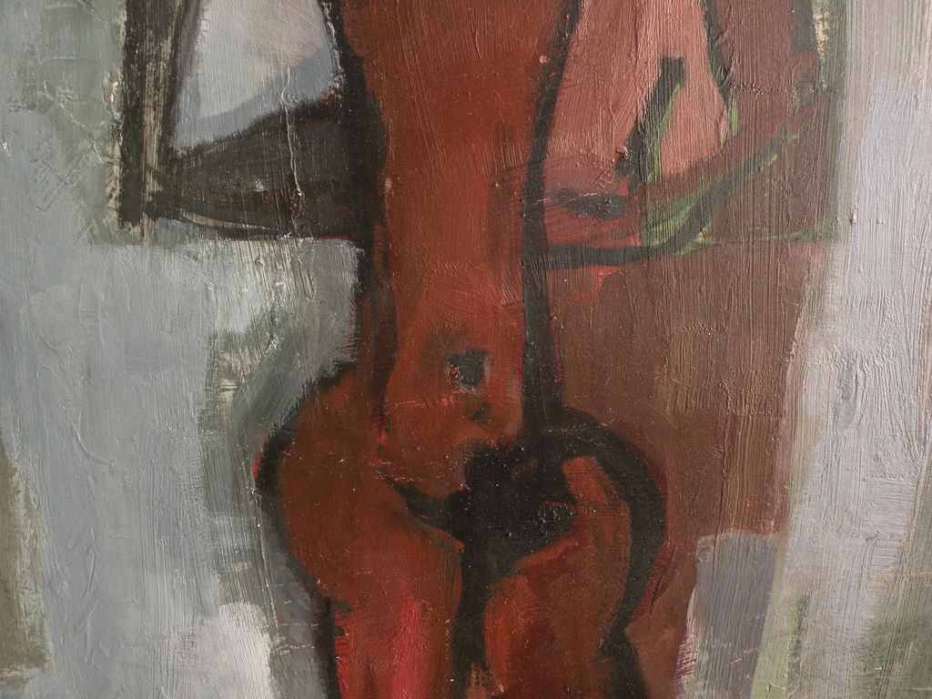 PAOLO RISSONE (1925-) rare modernist figural painting by well exhibited Italian artist associated with Brazil PAOLO RISSONE (1925-) rare modernist figural painting by well exhibited Italian artist associated with Brazil