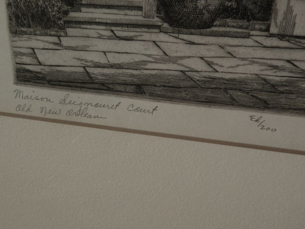 EUGENE F. LOVING (1908-1971) New Orleans Louisiana art **PAIR** original pencil signed etchings of French Quarter EUGENE F. LOVING (1908-1971) New Orleans Louisiana art **PAIR** original pencil signed etchings of French Quarter