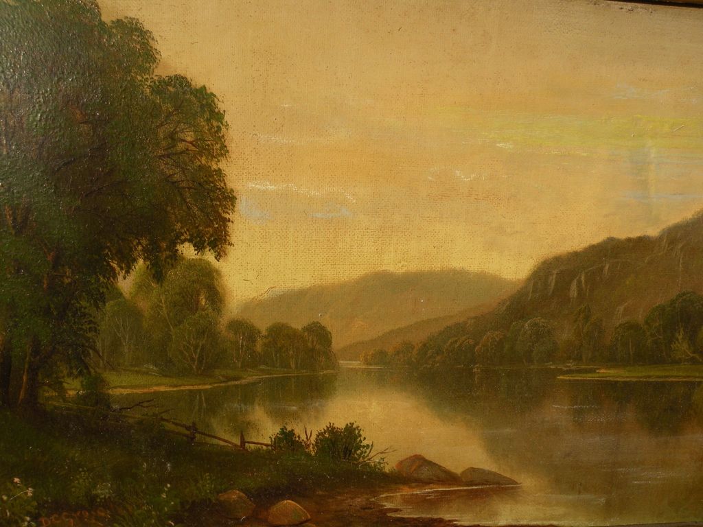DANIEL CHARLES GROSE (1838-1900) 19th century American art early summer river landscape in Hudson River style DANIEL CHARLES GROSE (1838-1900) 19th century American art early summer river landscape in Hudson River style