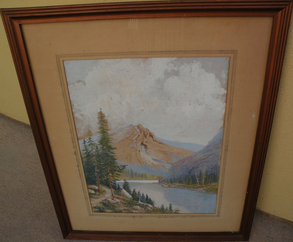 ERWIN WILLIAM HOBBY (1892-1977) American art mountain landscape gouache painting by listed Illinois artist ERWIN WILLIAM HOBBY (1892-1977) American art mountain landscape gouache painting by listed Illinois artist