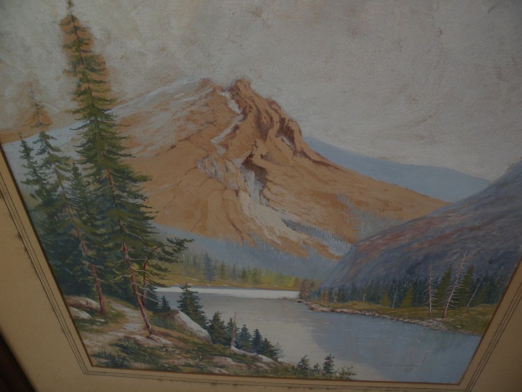 ERWIN WILLIAM HOBBY (1892-1977) American art mountain landscape gouache painting by listed Illinois artist ERWIN WILLIAM HOBBY (1892-1977) American art mountain landscape gouache painting by listed Illinois artist