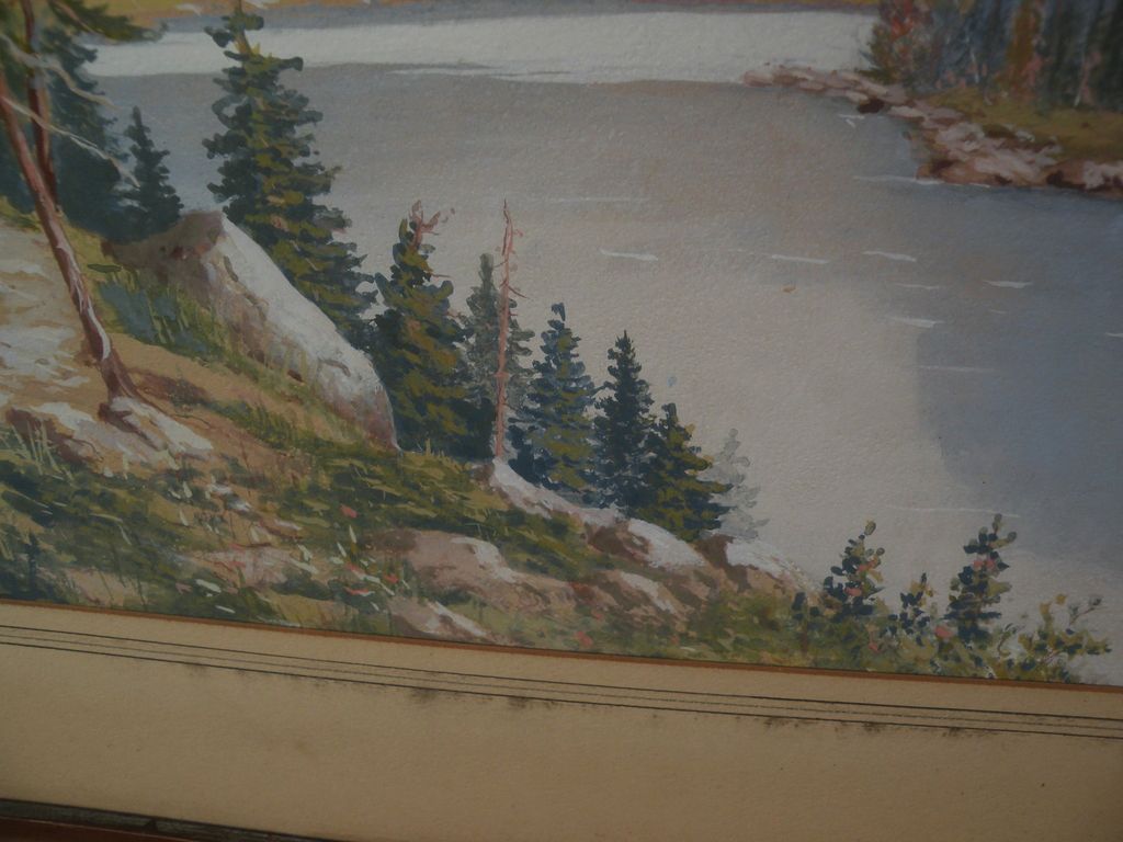 ERWIN WILLIAM HOBBY (1892-1977) American art mountain landscape gouache painting by listed Illinois artist ERWIN WILLIAM HOBBY (1892-1977) American art mountain landscape gouache painting by listed Illinois artist