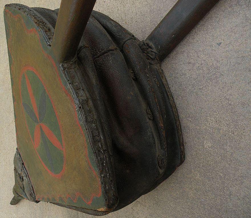 Americana folk art hex painted all original surface very large mid 19th century bellows Americana folk art hex painted all original surface very large mid 19th century bellows