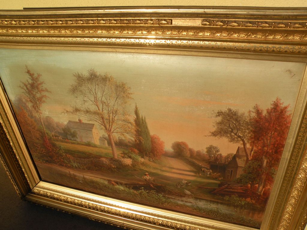 THOMAS HILL (1829-1908) chromolithograph print of New England scene published by Louis Prang THOMAS HILL (1829-1908) chromolithograph print of New England scene published by Louis Prang