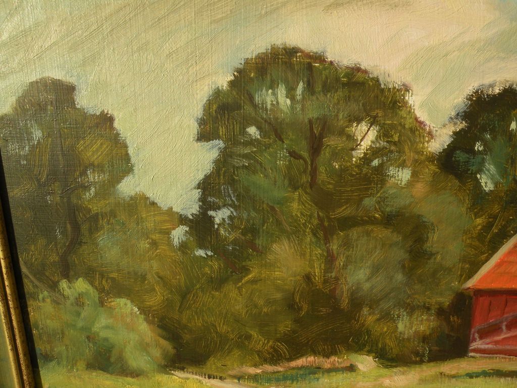 Impressionist landscape painting of a house in a clearing signed Westerlund Impressionist landscape painting of a house in a clearing signed Westerlund