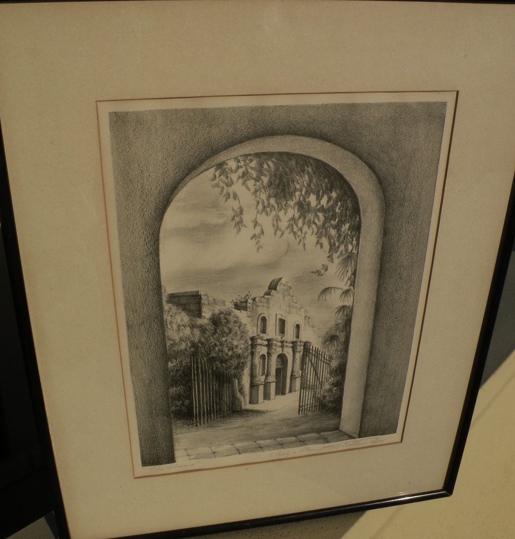 Vintage Texas art original pencil signed lithograph "The Alamo" by artist M. CRITTENDEN Vintage Texas art original pencil signed lithograph "The Alamo" by artist M. CRITTENDEN